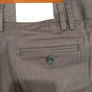 Gray and white pin stripe gap straight leg pants.